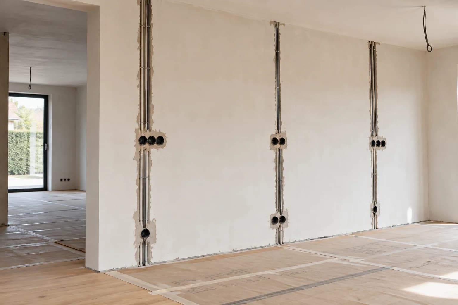 Passages électriques dans une habitation en rénovation — image d’ambiance